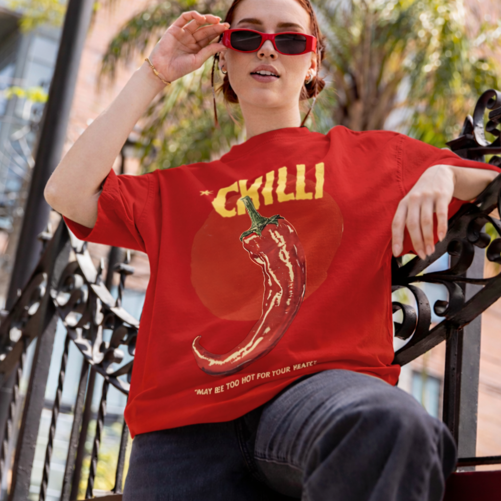Chilli Vintage Poster T-Shirt — Retro Spicy Pepper Graphic Tee
