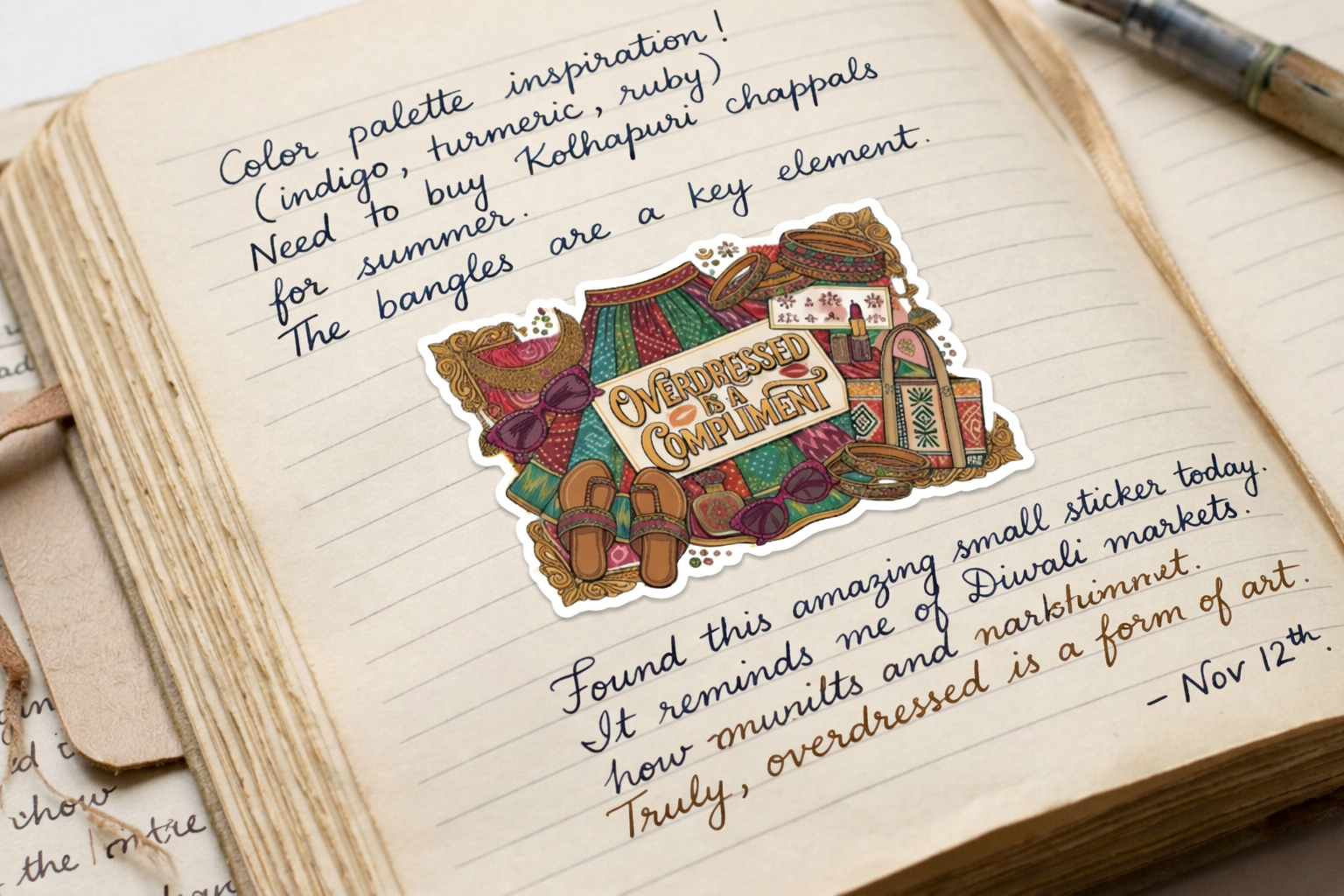 Sticker — "Overdressed Is a Compliment" Boho Fashion Kiss-Cut Sticker