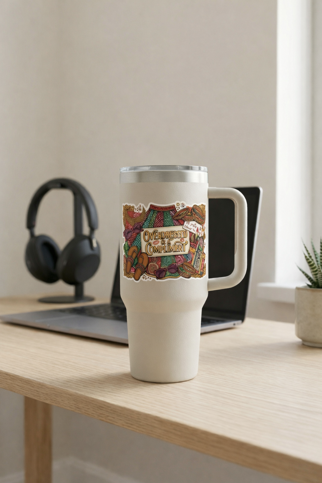 Sticker — "Overdressed Is a Compliment" Boho Fashion Kiss-Cut Sticker