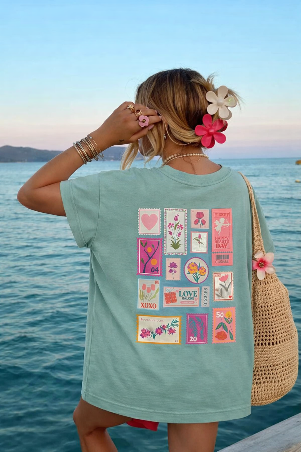 Copy of Vintage Floral Stamp collage T-Shirt | XOXO chest print